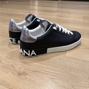 Dolce & Gabbana Portofino Sneakers Black Leather Size 9